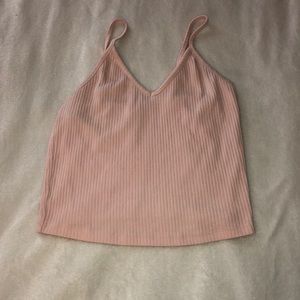 Pale pink crop top with adjustable straps